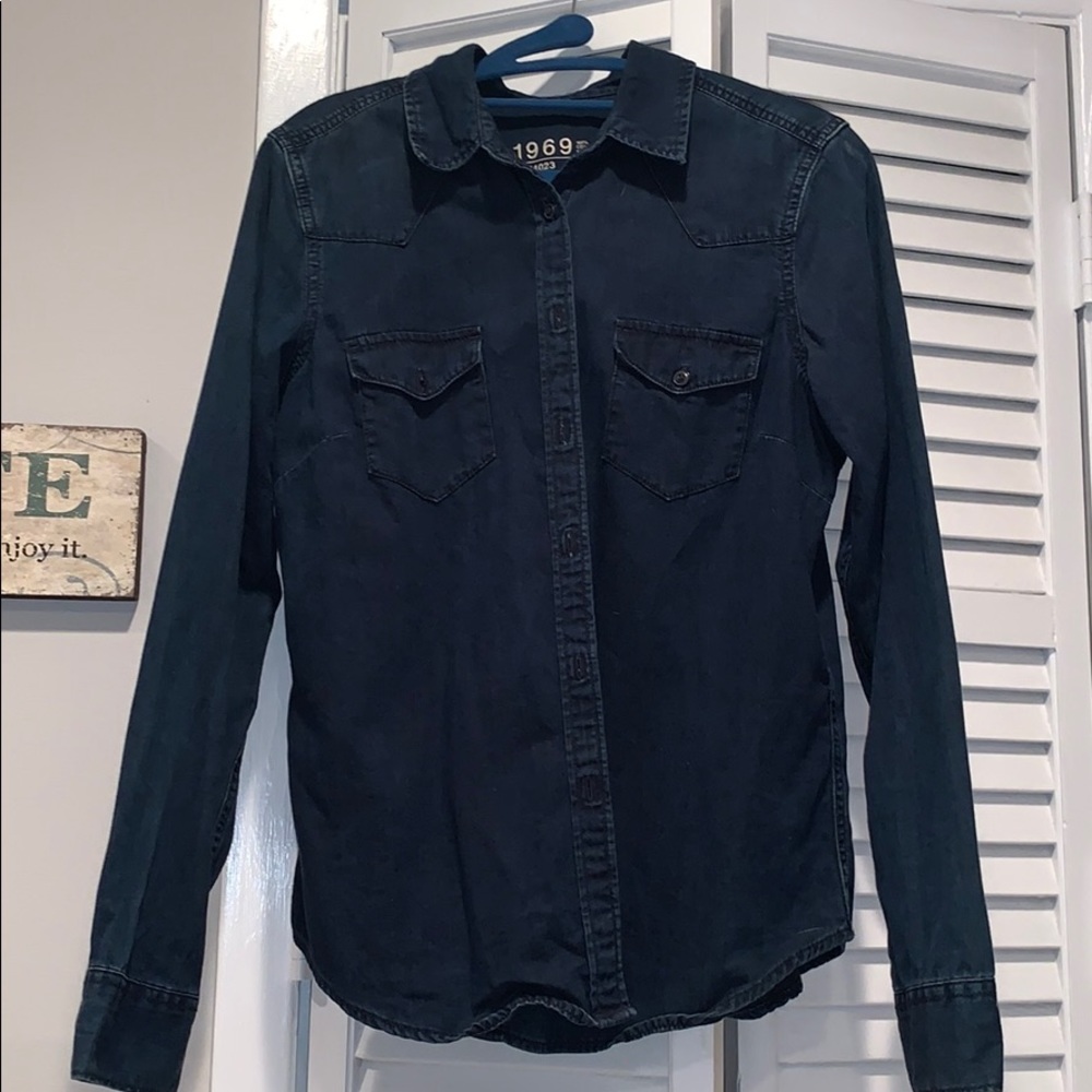 Dark blue jean button up